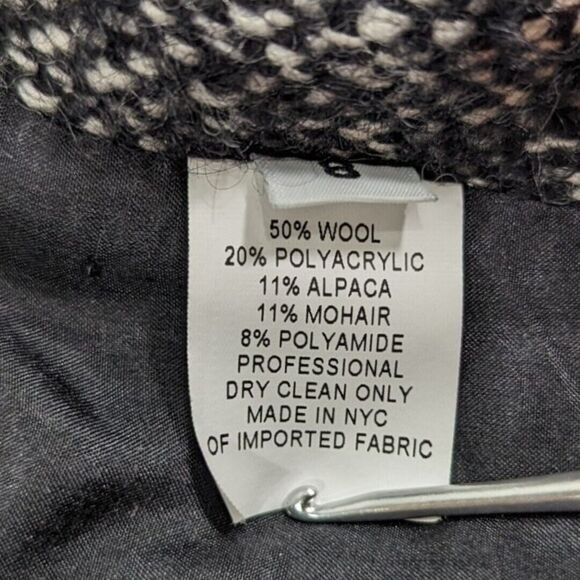 Ulla Johnson Blazer 8 Black Drape Waterfall Black White Wool Alpaca‎ Mohair - Picture 8 of 8